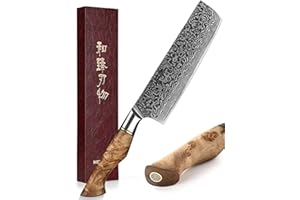 HEZHEN 7 inch Nakiri Knife Japanese High Carbon Steel-Super Durable Cooking Knife-67 Layers of Damascus Steel Sharp Blade -Er