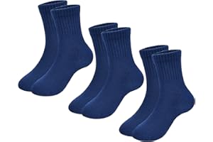 Boys Crew Socks Seamless Kids School Uniform Socks Girls Striped Breathable Cotton Quarter Sock 3 Pairs