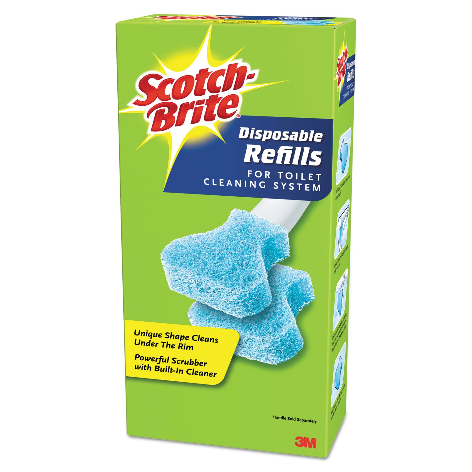 Disposable Toilet Scrubber Refill, 3', Blue, 10/Pack, Sold as 1 Package