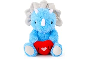 VANLINNY NEW Valentines Day Gifts for Kids, Blue Dinosaur Stuffed Animal with Heart, Cute Triceratops Stuffed Toy for Boys, Girls and Boyfriends, Birthday Anniversary Xmas to Show Love