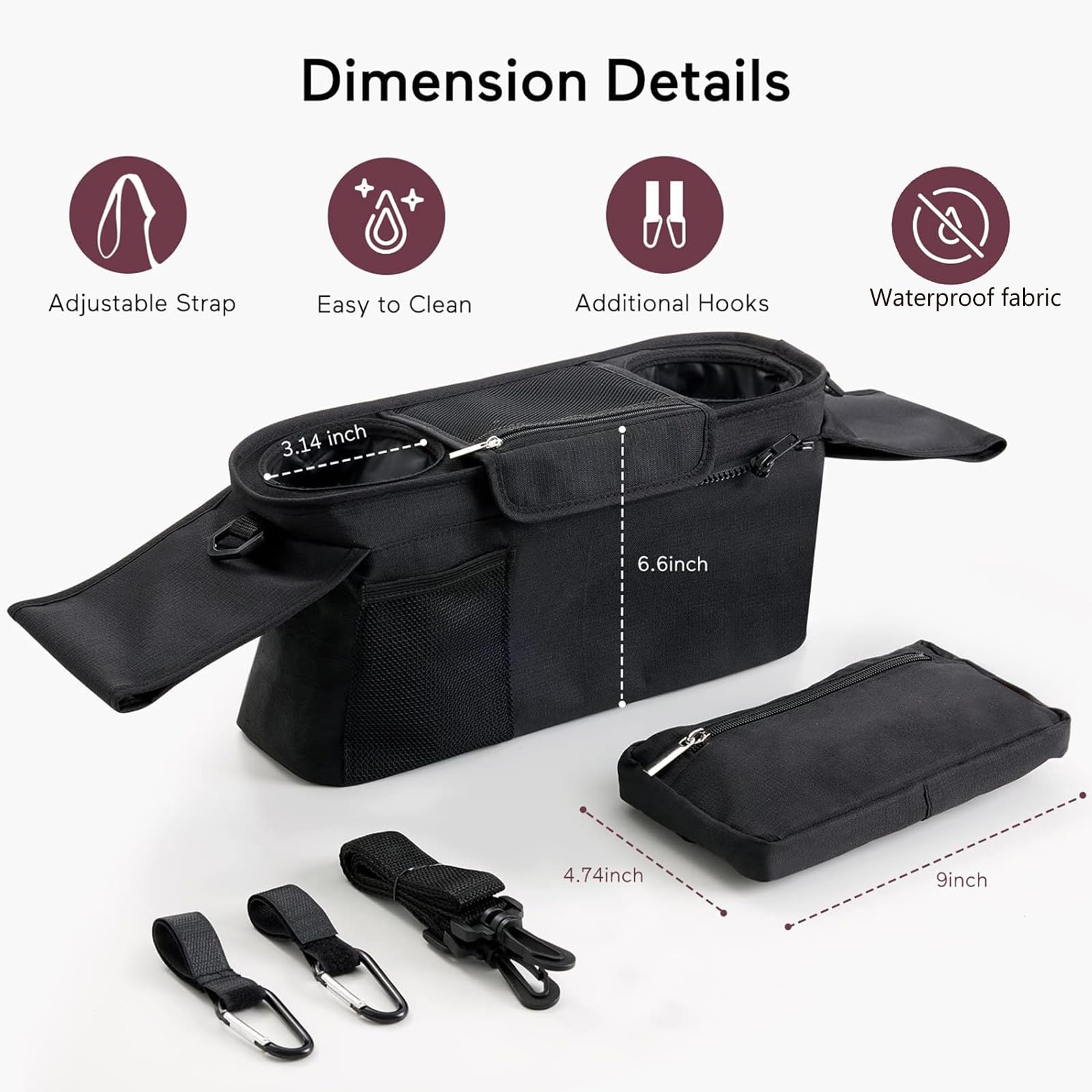 Stroller Accessories Stroller Organizer Stroller Caddy Stroller Cup Holder, Universal Fits Doona Car Seat Stroller, Evenflo Shyft Dualride, Doona Accessories, Bob, Uppababy Vista v2 Accessories Etc