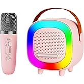 Mini Karaoke Machine Speaker for Kids Adults, Portable Bluetooth with 1 Wireless Microphones, Children's Day Birthday Gift Ideas for Toys for Teens Boys and Girls Aged 4, 5, 6, 7, 8, 9, 10, 11, 12+