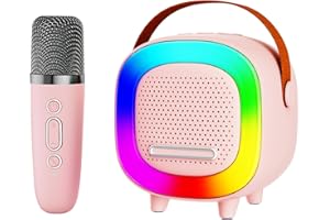 NTEEWAHY Mini Karaoke Machine Speaker for Kids Adults, Portable Bluetooth with 1 or 2 Wireless Microphones, Children's Day Birthday Gift Ideas for Toys for Teens Boys and Girls Aged 4, 5, 6, 7, 8, 9, 10, 12+