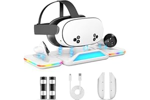 AROCOVR Foldable Charging Dock for Meta Quest 3/3S, Magnetic Oculus Quest 3/3S Charging Station for VR Headset & Controller with 2 Rechargeable Batteries, USB-C Charger, LED Indicator