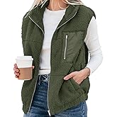 EGOCKAL Women's Oversized Sherpa Vest Casual Warm Fleece Fuzzy Jackets Sleeveless Zip Up Cozy Vests Outerwear with Pockets