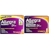Allegra Adult 24-Hour Allergy Relief Tablets, Non-Drowsy Indoor and Outdoor Allergy Medicine, 180 mg Fexofenadine HCI Antihistamine Pill, 70-Count & 5-Count Bundle