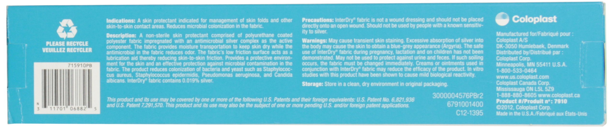 Coloplast Inc 627910 Interdry Textile With Antiicrobial Silver Complex 10