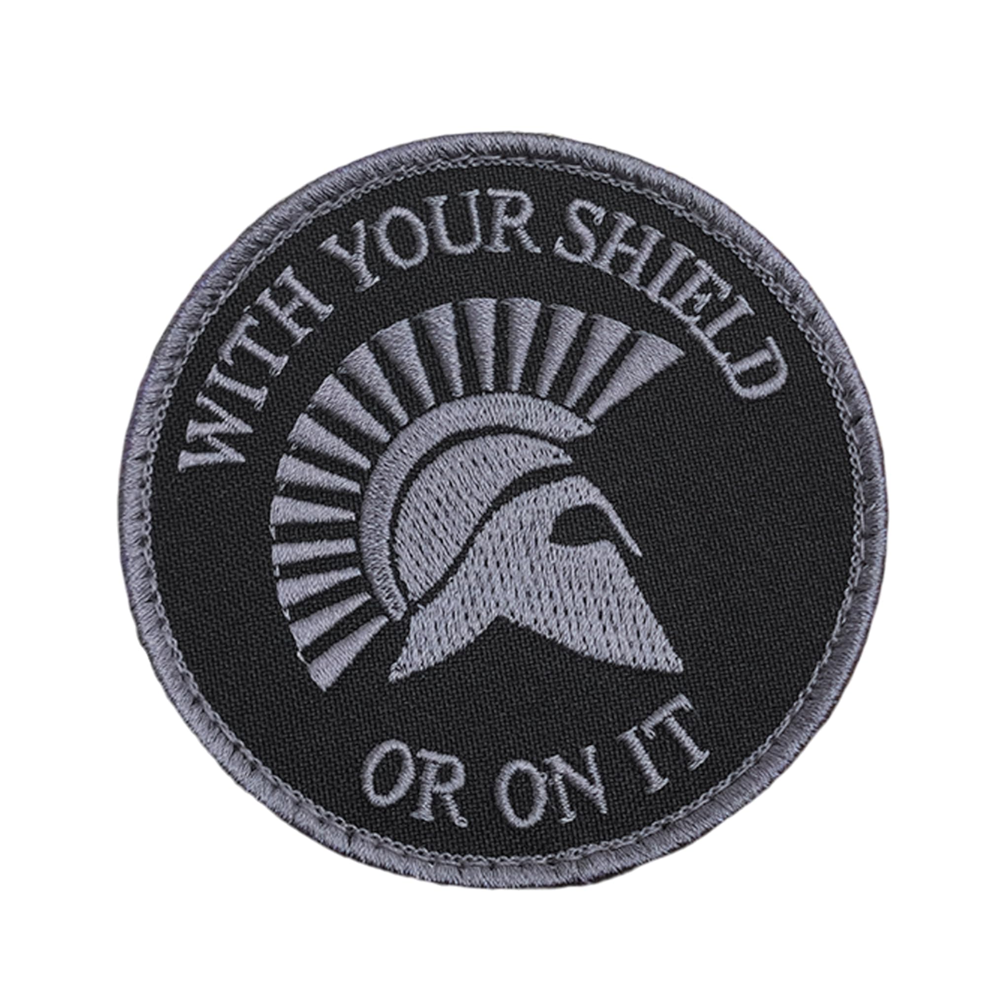with YOUR SHIELD OR ON IT Subdued Spartan DEVGRU Blackout Morale Tactical Fastener Patch