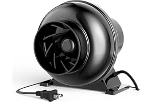 HealSmart 4 Inch Inline Duct Fan, 195 CFM Ventilation Fan, Exhaust HVAC Vent Blower for Hydroponics, Grow Tents, Basements, Attics, 1 Pack, Black