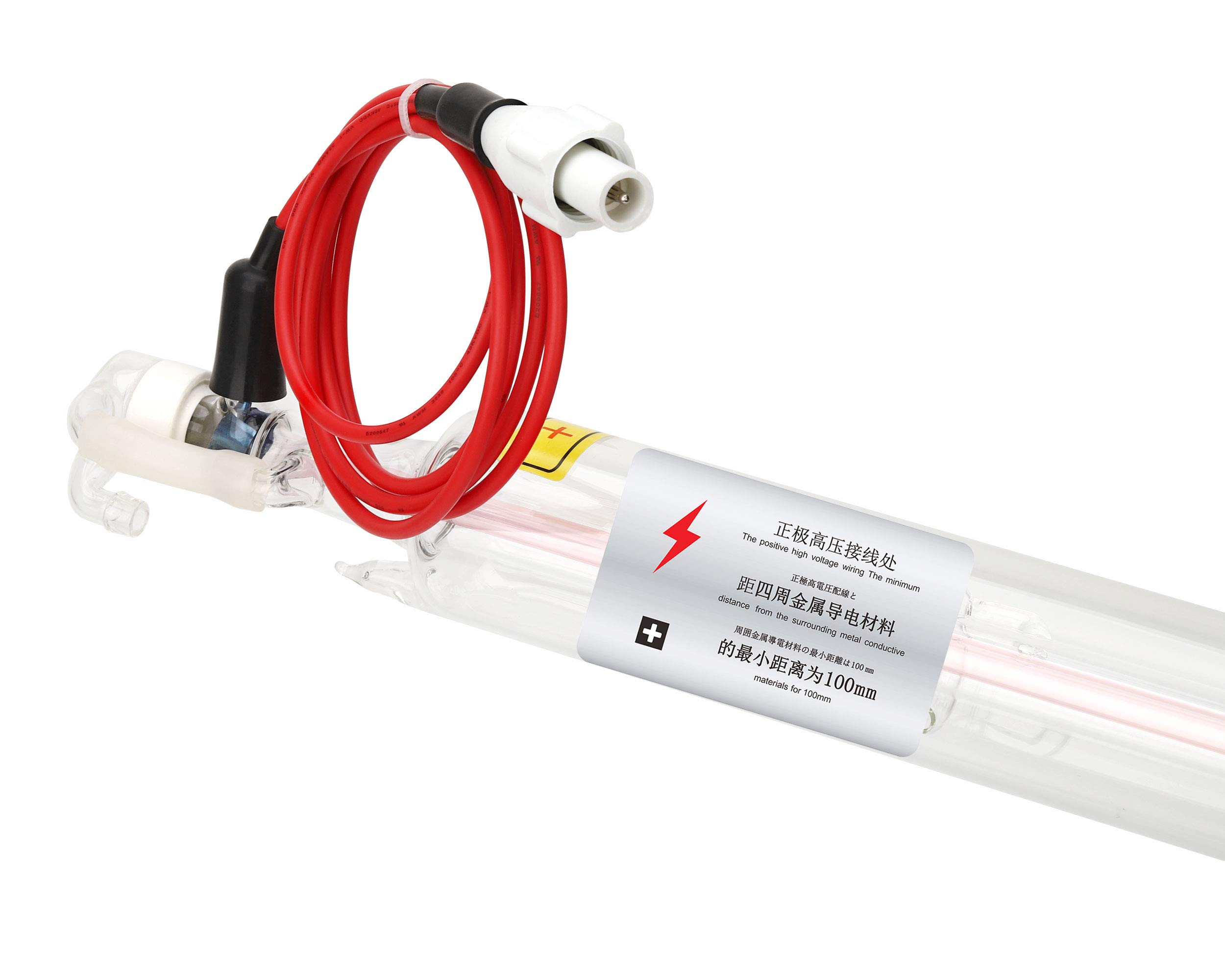 TEN-HIGH CO2 Glass Laser Tube 50W 800mm Length, 55mm Diameter for Laser Cutter and Engraving Machine(Upgraded Version, Easy Installation and Stable Power)