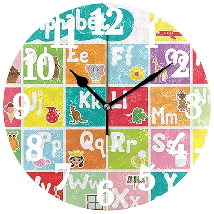 Amazon Com Wihve Wall Clock Kids Cartoon Colorful Learning