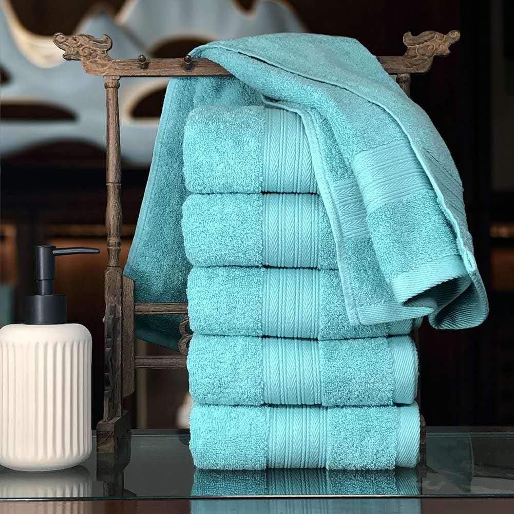 Lightwind 6 Pack Premium Fade-Resistant Cotton Hand Towels, Lint Free 16 X 28 Inches Hand Towel Set, Highly Absorbent and Durable Spa & Hotel Quality Towels, Turquoise Blue: Kitchen & Dining