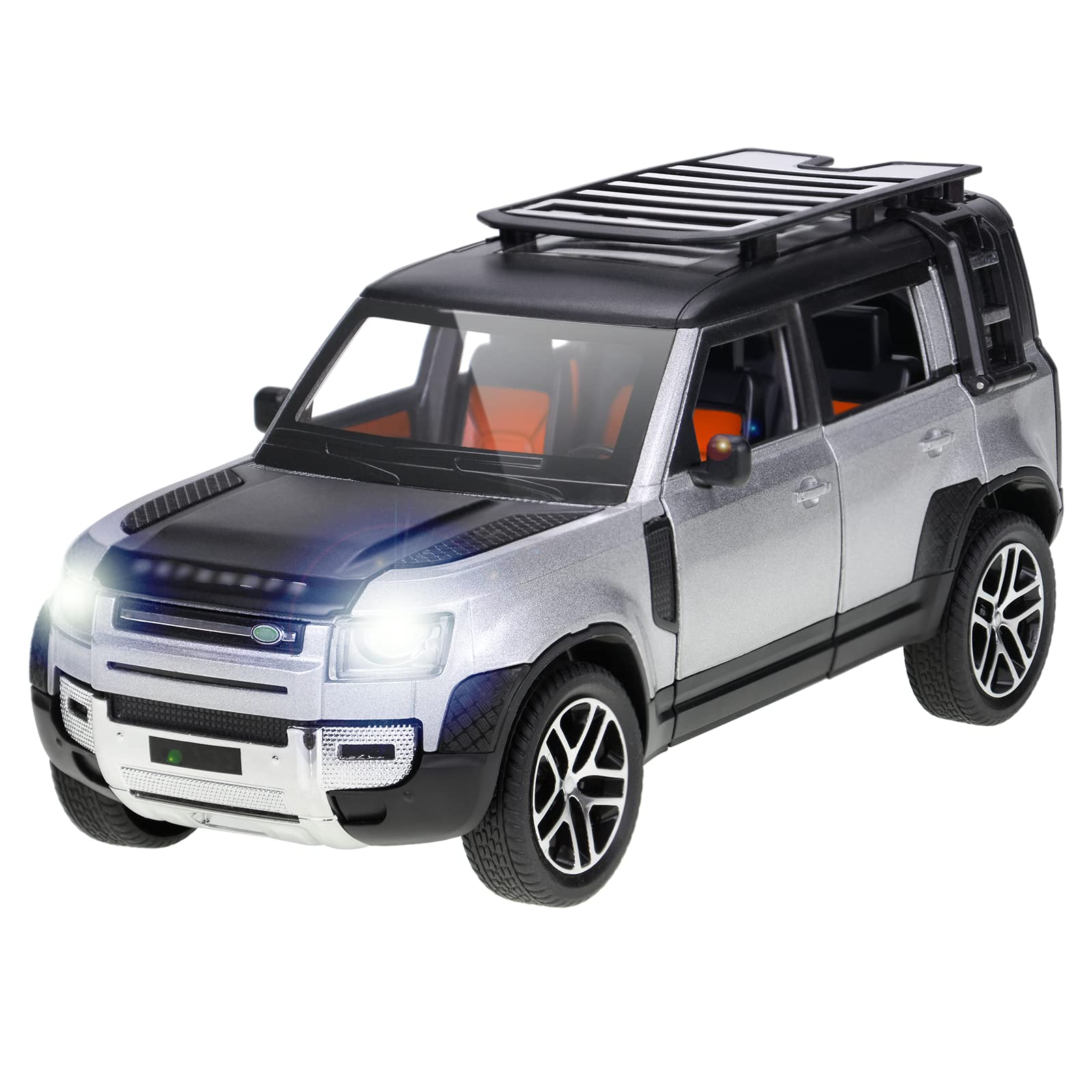 ARCADORA 1/24 Diecast Model Car Pullback Vehicle Toy Collection for Land Rover New Defender 110, Kids Gift, with Sound and Light — image 1