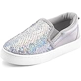 K KomForme Toddler Slip on Sneakers Girls Sparkle Sequins Canvas Walking Shoes