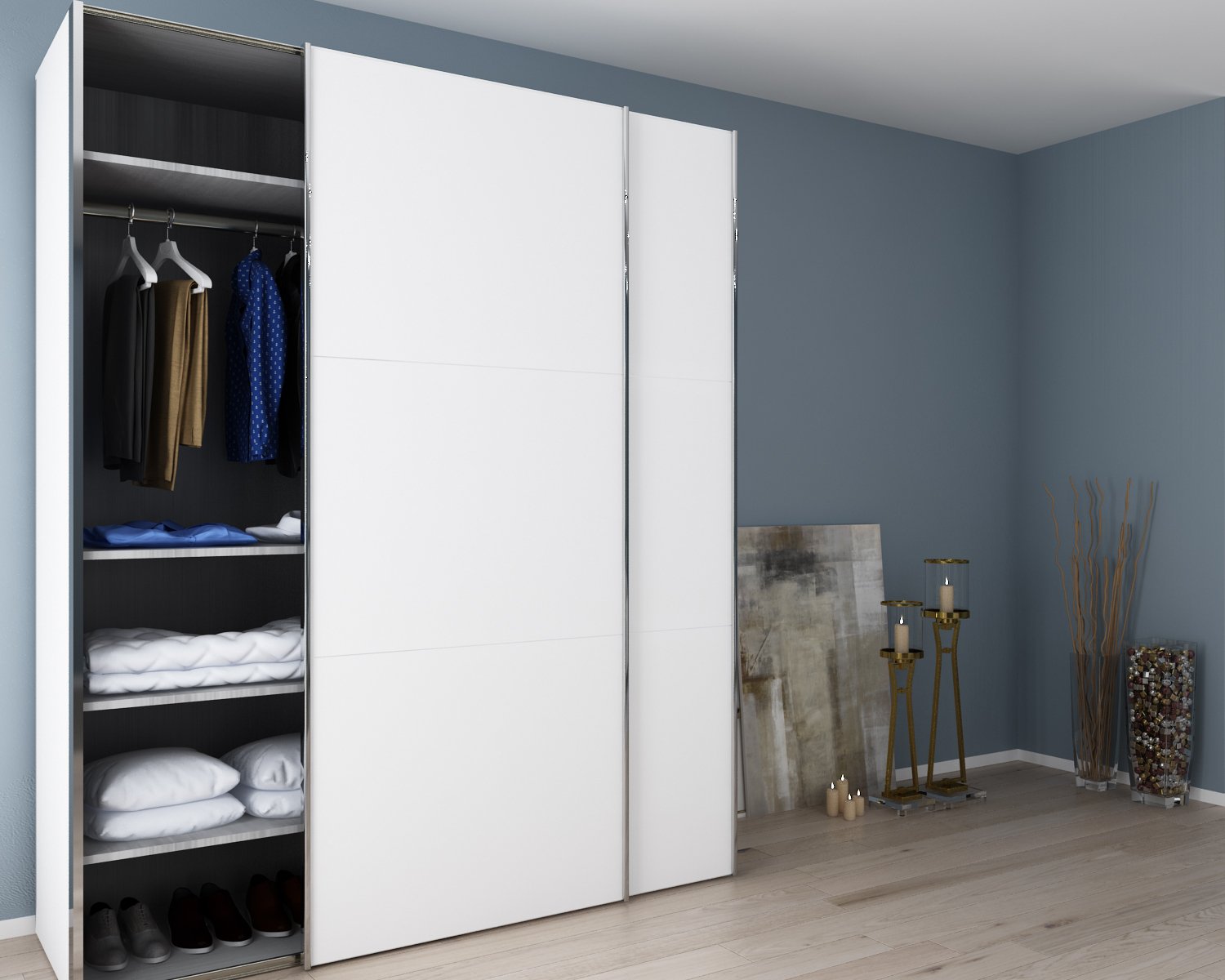 Deline Star Sliding Wardrobe Polar White Amazon In Home Kitchen