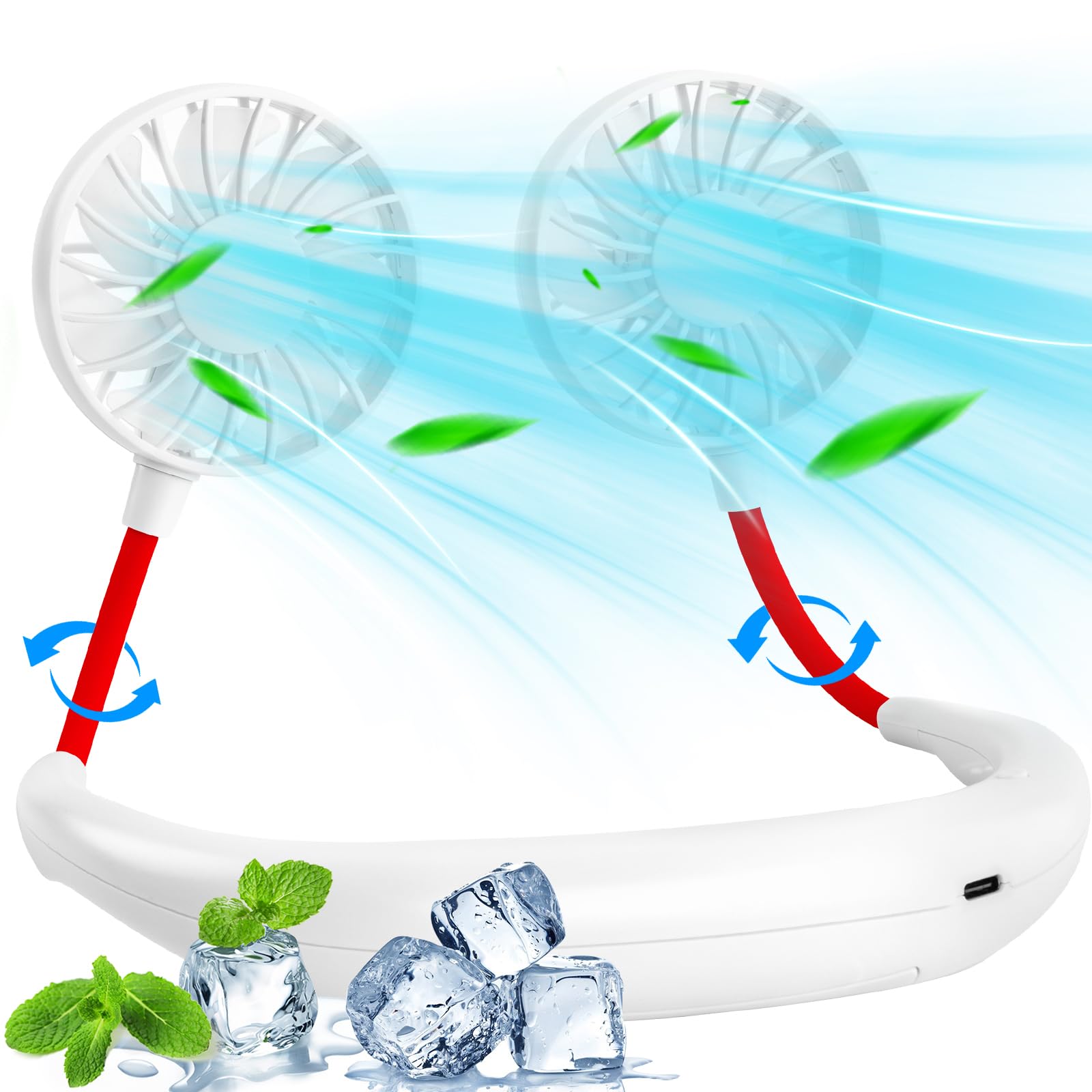 BOSONER Neck Fan Rechargeable Portable Women: Head Fan for Neck Round Cooling - Neck Fans Holiday Essentials for Women Men