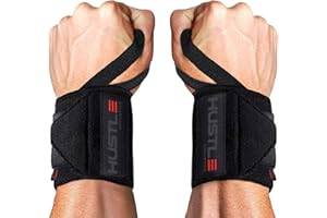 Hustle Athletics Wrist Wraps - Best Weightlifting Support (Professional Competition Grade Wrap) - Brace Your Wrists to Push Heavy, Avoid Injury & Improve Your Workout - for Men & Women