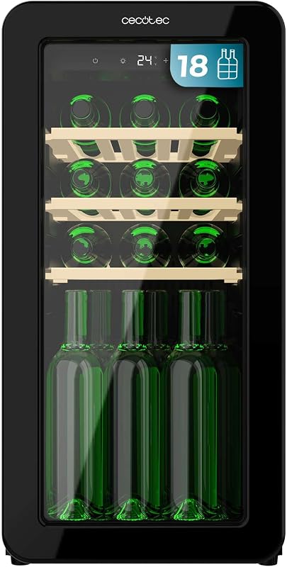Cave a Vin 18 Bouteilles Bolero GrandSommelier Origin 18 Hit Black. Cave à vin rétro, noir, 18 bouteilles, NoFrost, 5-20 ºC, LED, compresseur, clayettes en bois