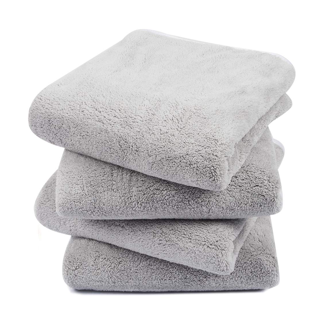 KinHwa Microfibre Hand Towels for Bathroom Super Soft Absorbent Bathroom Towels 40x76 Cm Luxury Thick Quick Dry Bath Towel 4 Pack Light-Grey