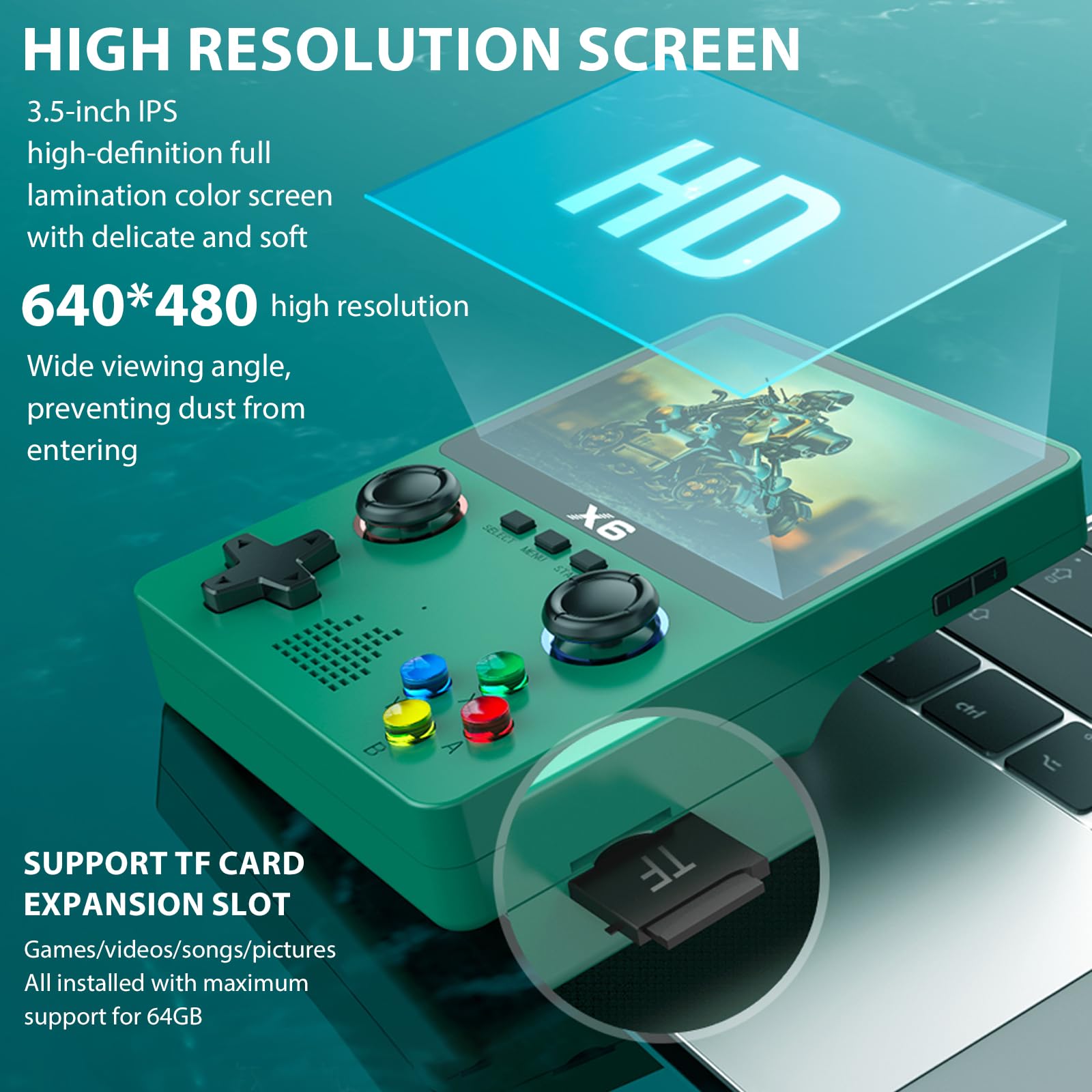 BattAkuus Retro handheld game console support 10+ emulators, portable retro game console 3.5 inch screen with 32G card 10000+ classic games support TV output(white)