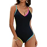 Blooming Jelly Womens One Piece Swimsuit Slimming Modest Bathing Suit Ribbed Athletic Swim Suits 2025 Color Block Swimwear