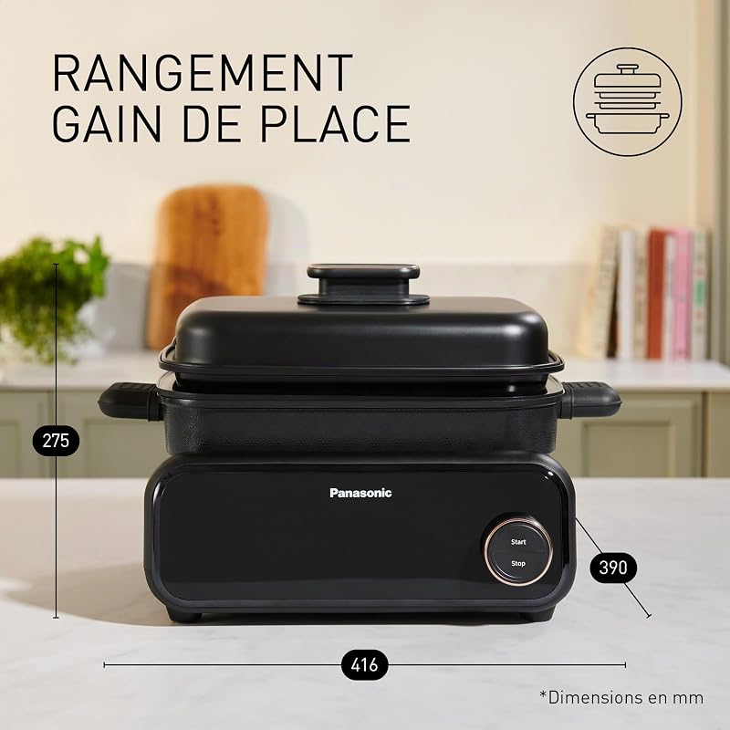 NF-GM400 Multicuiseur Electrique 4-en-1, Grill électrique, Frire, Cuisson Lente, BBQ, 1400W, 40-250°C, 9 Modes Automatiques, Extracteur de Fumée, Plaques lavables au lave-vaisselle
