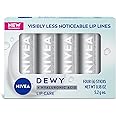 NIVEA Dewy Lip Balm with Hyaluronic Acid, Leaves Visibly Less Noticeable Lip Lines and No Waxy Feel, 0.18 Oz, Pack of 4