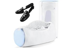 TELETROGY Shoe Washing Machine Bag w/Shoe Trees to Prevent Deformation - Sneaker Cleaner Bag Reusable Lint-free Large Laundry Shoe Bag, Tennis Shoes Wash Kit Home Travel Essentials, White 2pcs