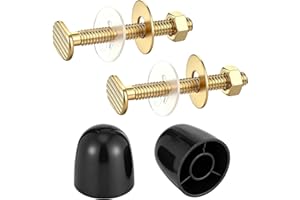 SKRFREN Toilet Floor Bolts and Caps Set, Universal Toilet Flange Repair Kit Toilets Bowl to Floor Bolts Kits Stainless Steel Toilets Fixing Bolt and Nuts Set, 2Toilet Bolt Caps 2 ClosetBolt and 4 Washers