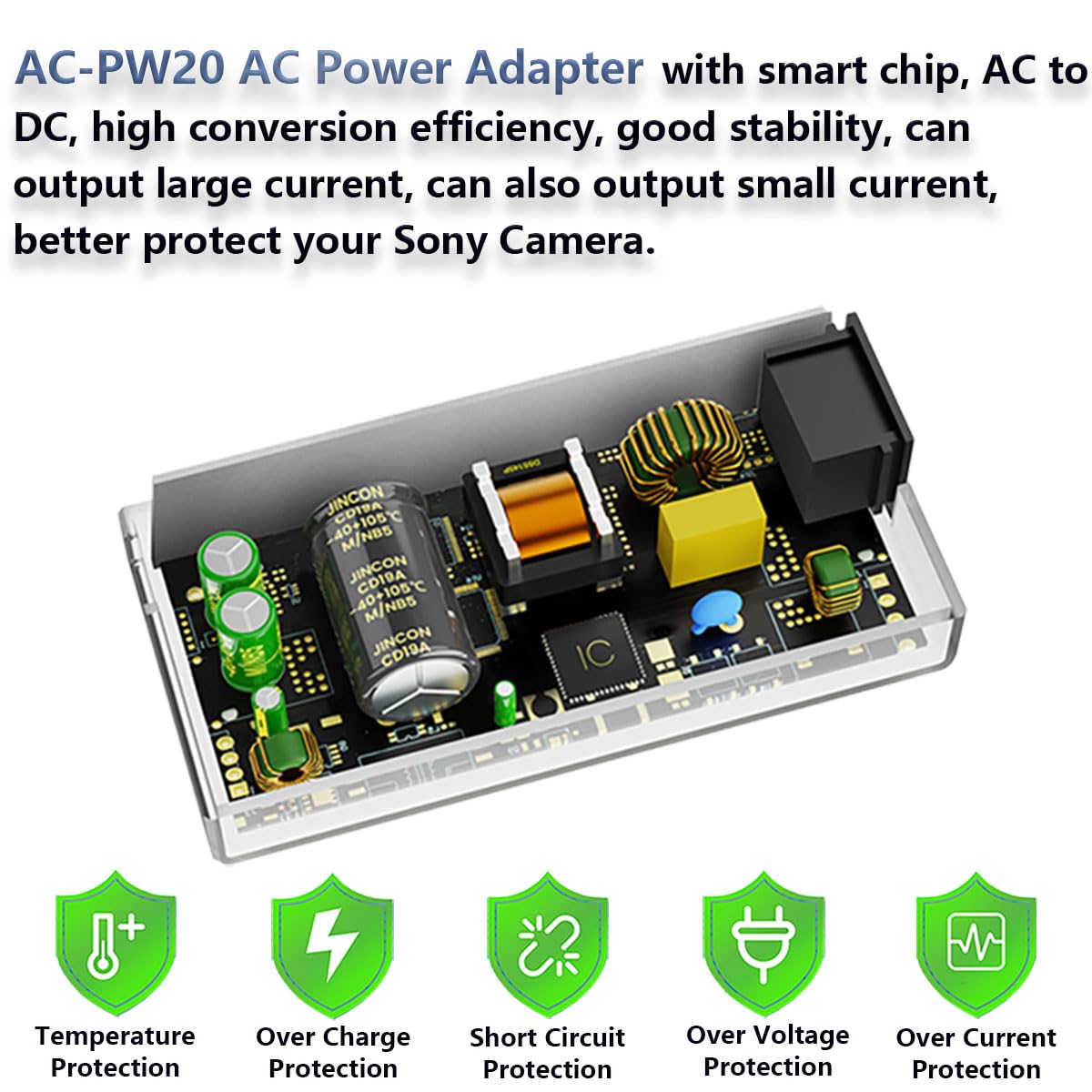 UORLEN AC-PW20 AC Power Adapter NP-FW50 ZV-E10 Dummy Battery Kit for Sony Alpha ZVE10 A7II A7SII A7RII A7 A7R A7S NEX-5/6/7 A5100 A6000 A6100 A6300 A6400 A6500 RX10 II III IV Cameras Accessories