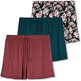 Real Essentials 3 Pack: Women's Pajama Shorts Sleep Lounge Sweatshorts Comfy Sleepwear Bottoms (Available In Plus Size)