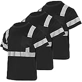 VENDACE 3pcs Safety T Shirts Reflective Class 3 High Visibility Hi Vis Short Sleeve Construction Work Shirts for Men