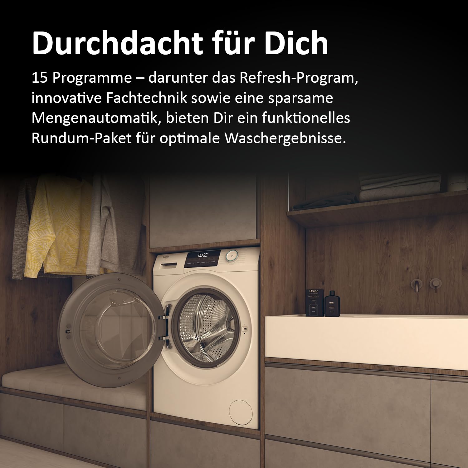 Haier Frontlader Waschmaschine 8kg I I-PRO SERIE 1 HW80-BP14929 I Washing Machine mit A-Effizienz, 1.400 U/Min. & sparsamem Inverter-Motor I Inkl. Refresh- sowie Expressprogramm und Mengenautomatik 4