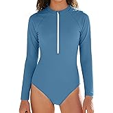 Girls One Piece Swimsuits Zipper Rash Guard Swimwear Set Long Sleeve Bathing Suit UPF50+ Sun Protection Swim Suits
