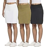 Real Essentials 3 Pack: Women's 20" Golf Skirts Knee Length Skorts Athletic Long Active Casual Pockets (Available in Plus)