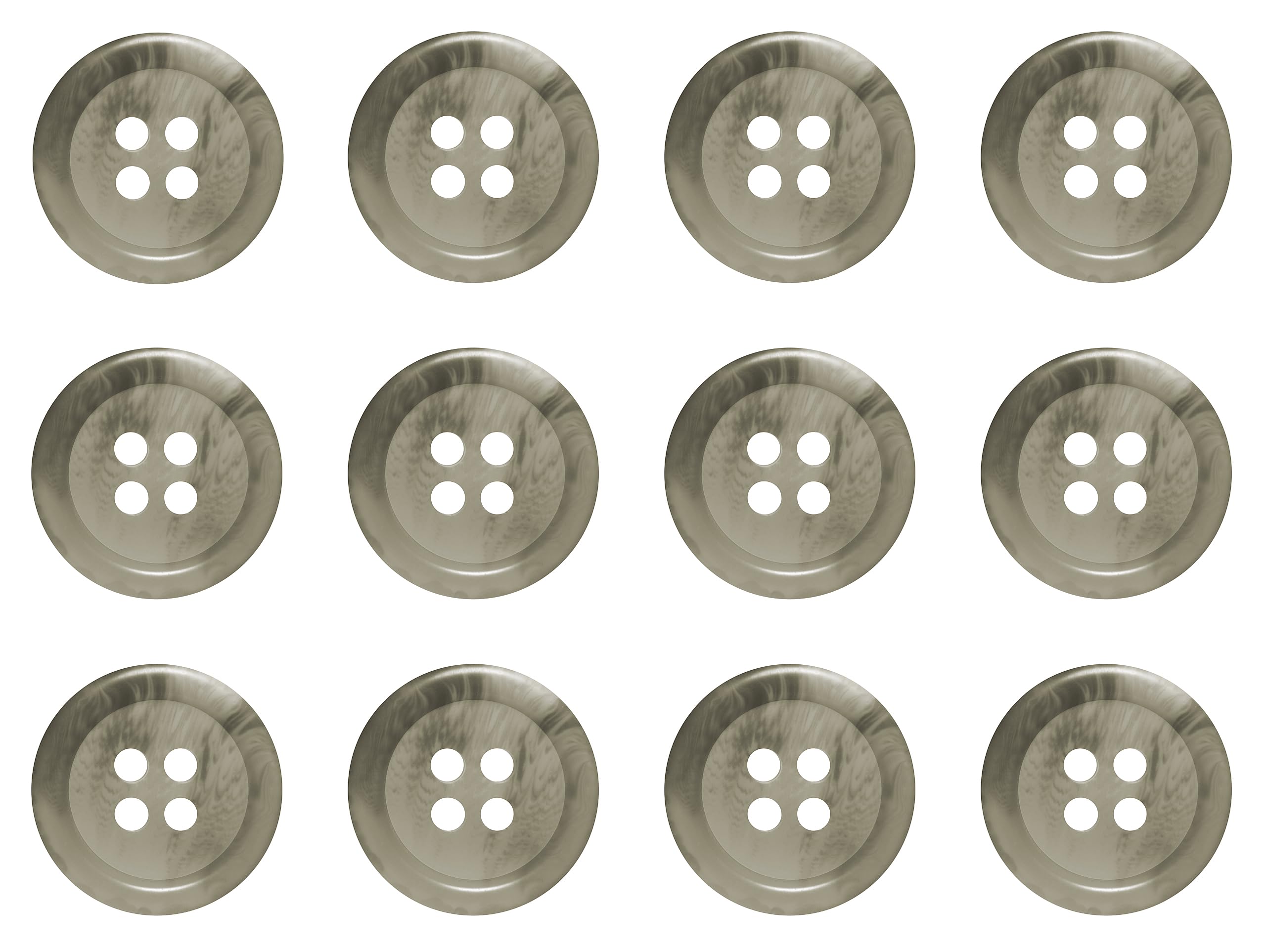 Pack of 12 Light Grey Taupe 18mm Round Faux Horn Sew On Plastic Buttons for Skirts Trousers Suits Shorts Coats Flat 4 Holes 28L