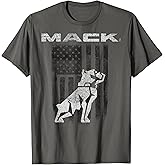 Mack Trucks Mack the Bulldog Logo with American Flag Trucker T-Shirt
