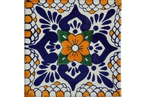 FINE CRAFTS & IMPORTS 6x6 4 pcs Moris Talavera Mexican Tile