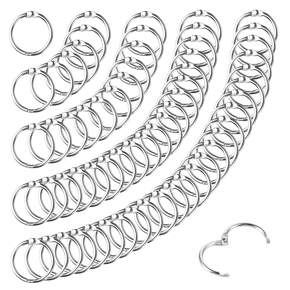 120 Pieces Binder Rings, 25mm Metal Book Rings Loose Leaf Binder Rings Index Card Ring Binder for Scrapbook Flashcard (Silvery)