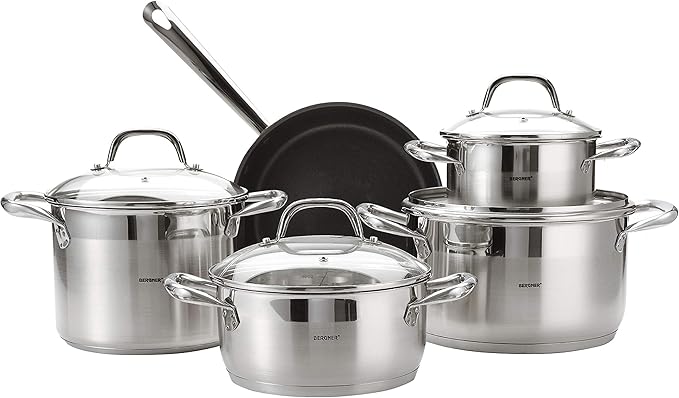 BERGNER BG4391 9piece Gourmet Stainless Steel Cookware Set, Induction