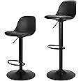 Finnhomy Bar Stools Set of 2, Swivel Barstools with Footrest and Ergonomic PP Back, Counter Height Adjustable Modern Counter Stools for Kitchen, Black