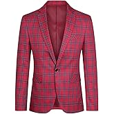 Cloudstyle Mens Plaid Suit Jacket 1 Button Formal Blazer Business Casual Sport Coat