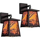 TOCHIC Wall Sconces Set of Two, Rustic Outdoor Wall Lights Black Farmhouse Cabin Wall Sconce Light Fixtures Vintage Exterior 