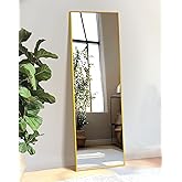 TRAHOME Standing Mirror Full Length Mirror,15" x 56" Large Floor Mirror with Aluminium Frame for Door Bedroom Bathroom Living Room(Gold)