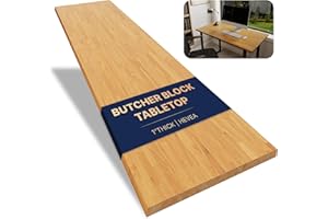 Howizz 60x25 Inch Solid Hevea Wood Table Top with UV Coating – 1 Inch Thick Butcher Block Countertop for Standing Desk, Office Table, Workbench, DIY Furniture Projects, Honey Color