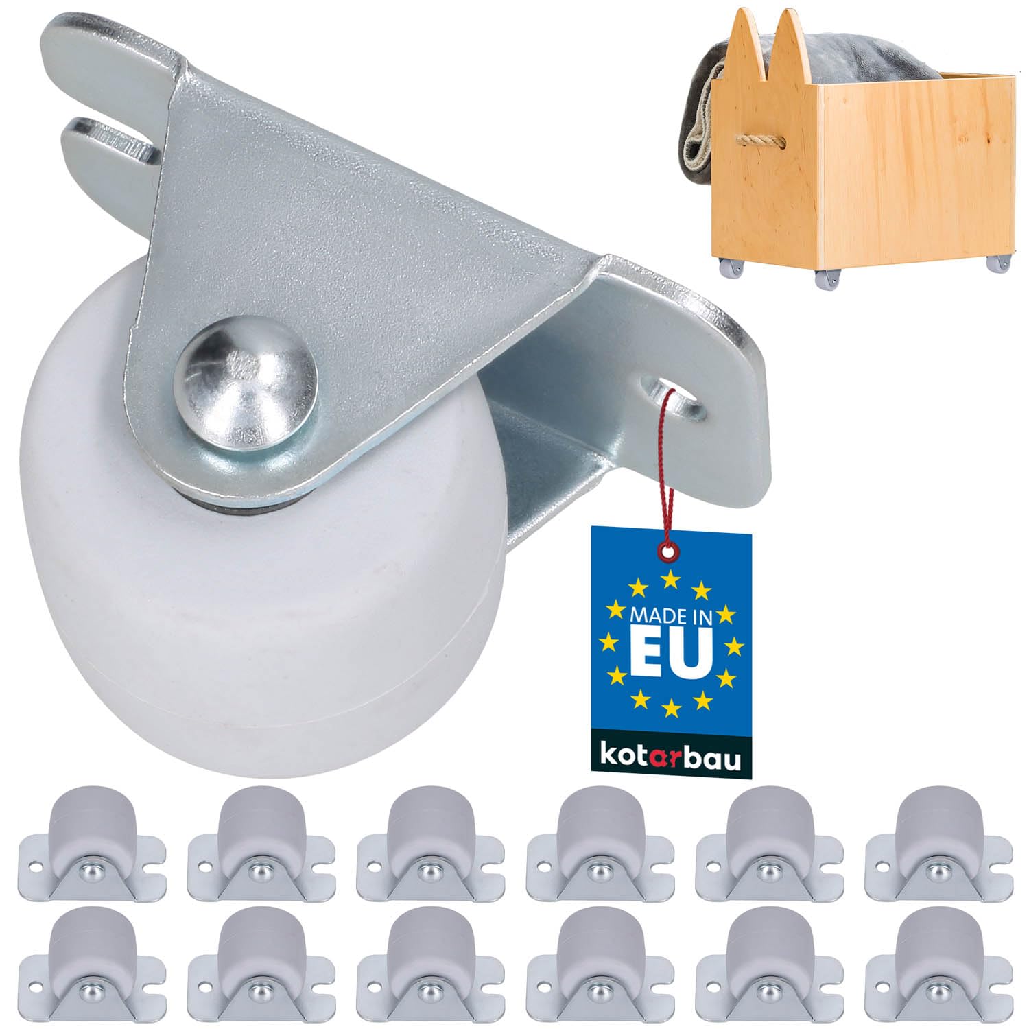 KOTARBAU Transport Castors 22 mm / 33 mm Rubber Universal Steel Frame Furniture Castors All Floors Swivel Castors Boxes Fix Sliding Castors Tool Castors Fixed Castors (12, 33 mm)