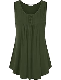 Women's Flowy Pleated Button-Down Tank Top - Sleeveless V-Neck Summer Top For Casual Wear - View #6