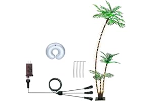 SOSHOT 7FT Lighted Artificial Palm Tree with Three Trunks and Upgraded 260 LED Lights - Outdoor/Indoor Use, Perfect for Tiki Bars, Patios, Homes, Offices, Beaches, Yards Pool and Cruise Party
