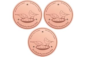 Uni-J 99.99% Pure Copper Bird Bath Purification Disk, Copper Disc inhibiting Algae buildup - Fits All Outdoor Bird Bath Bowls - 3Pcs