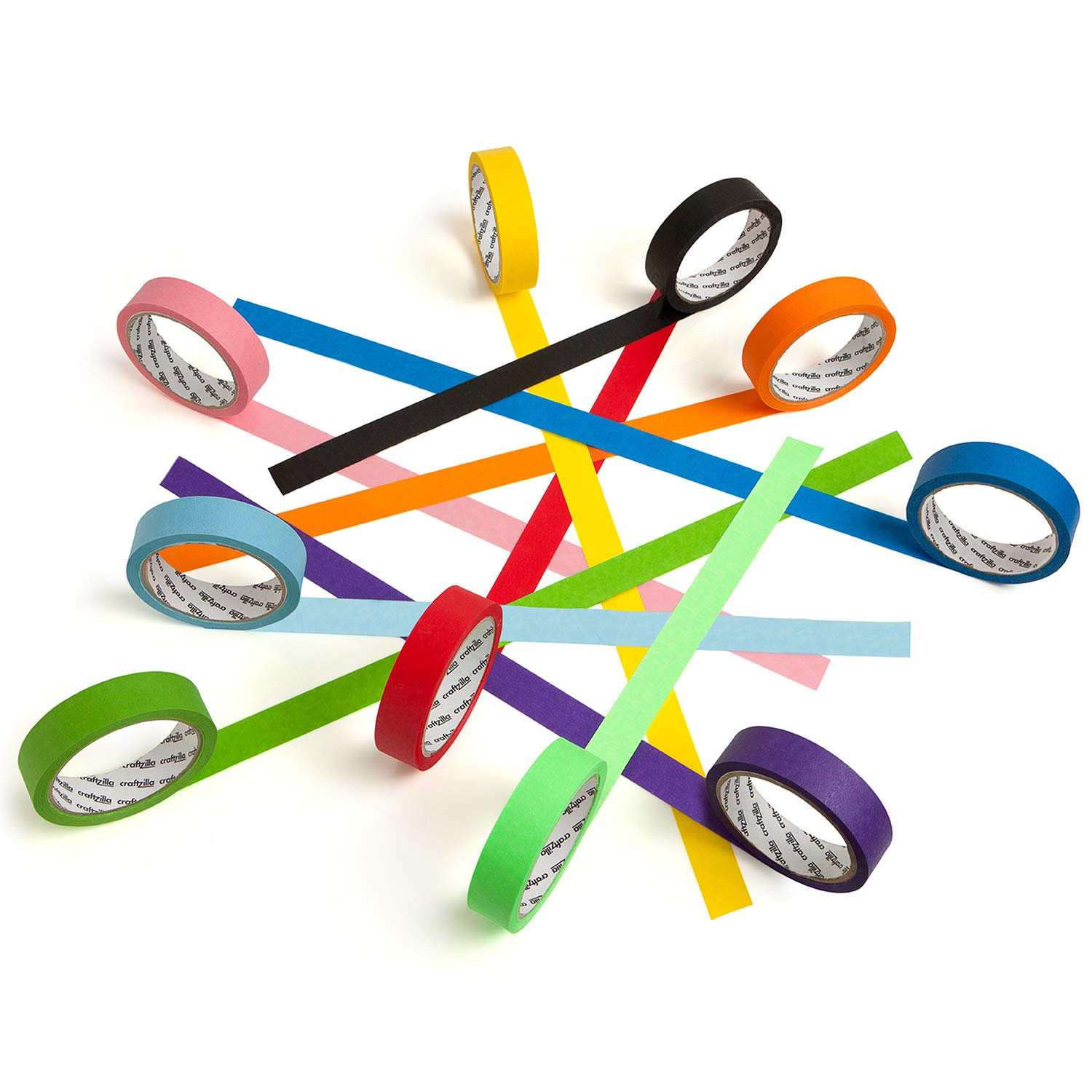 Craftzilla Colored Masking Tape - 10 Rolls of 20 Yards x 1 Inch Rainbow Tape - Colorful Craft Tape for Kids Teachers & Painters - for Home, Classroom, Labeling and Laboratory Identification Use: Industrial & Scientific